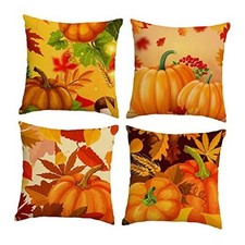 Set of 4 Fall Pillow Covers 18x18 Inch Fall 18" x 18" Pack of 4 A-fall 11