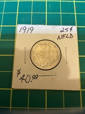 Canada 1919 Newfoundland 25 Cents Quarter Dollar Silver Coin .925