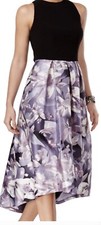 Women  s Formal Dress Plus Size 14W SLNY Hi - Lo Gowns Purple Lilac Flower Print