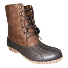 London Fog Womens Wynter Duck Boots Cognac, Dark Brown 11m New