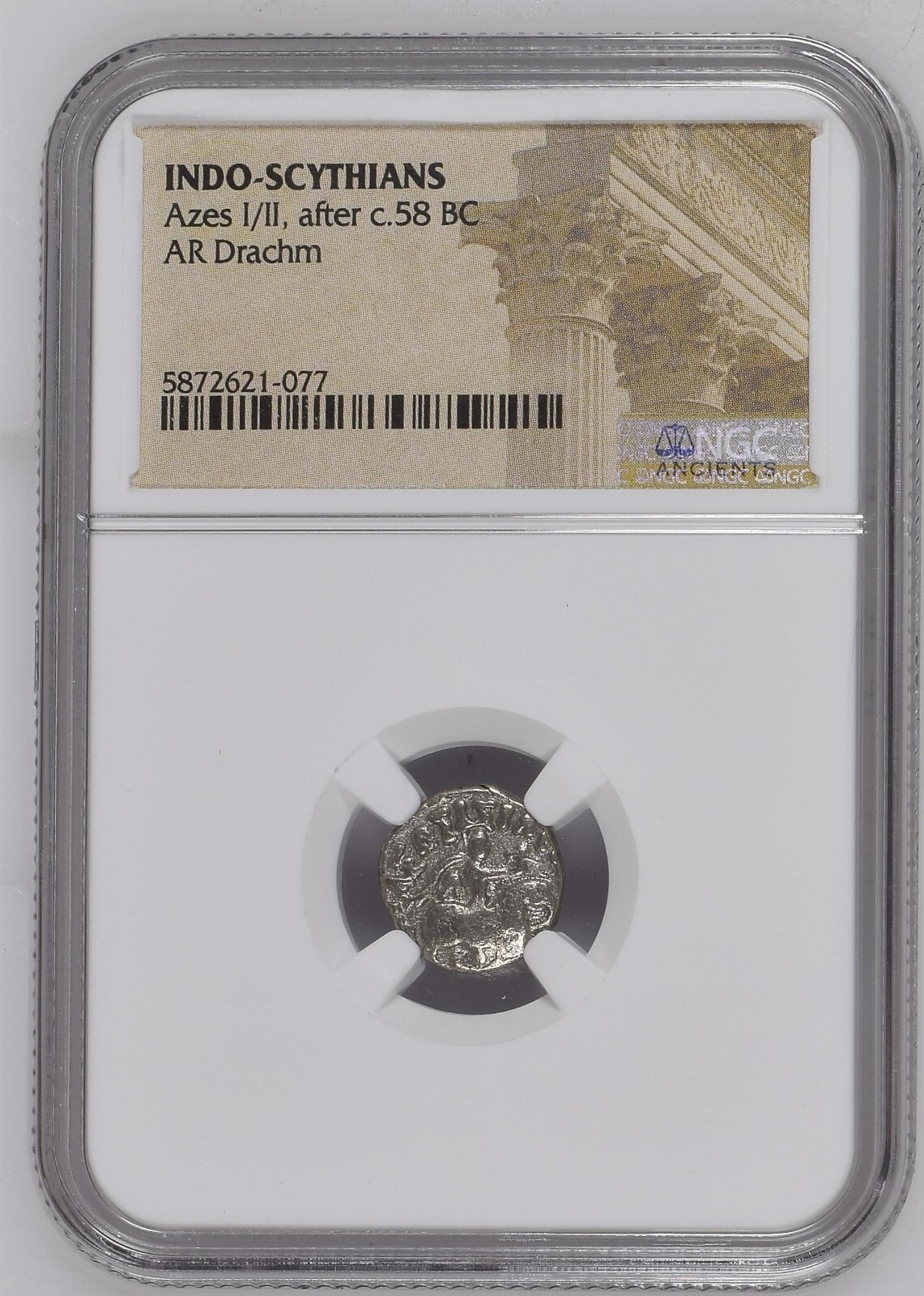 NGC INDO-SCYTHIANS Azes I/II  c.58BC Silver AR Drachm NGC Ancients Certified MG