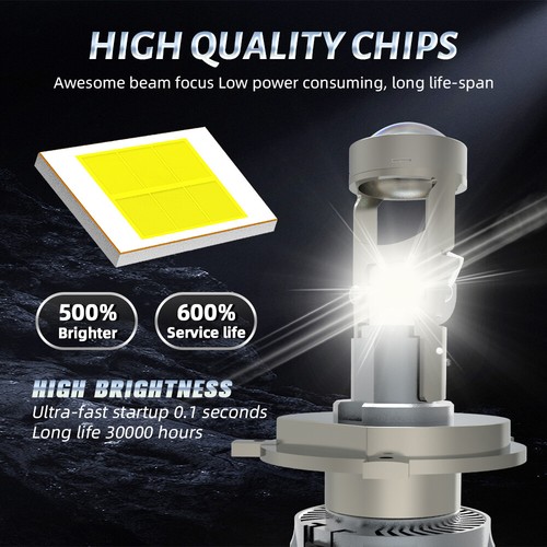 Par 9003/H4 9005 9006 H7 H11 Faros Bi-LED Lente Bombillas Kit Alto/Bajo haz Z - Imagen 6 de 21