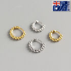 Genuine 925 Sterling Silver Solid Beads Hoop Ring Huggie Earrings Ear Piercing