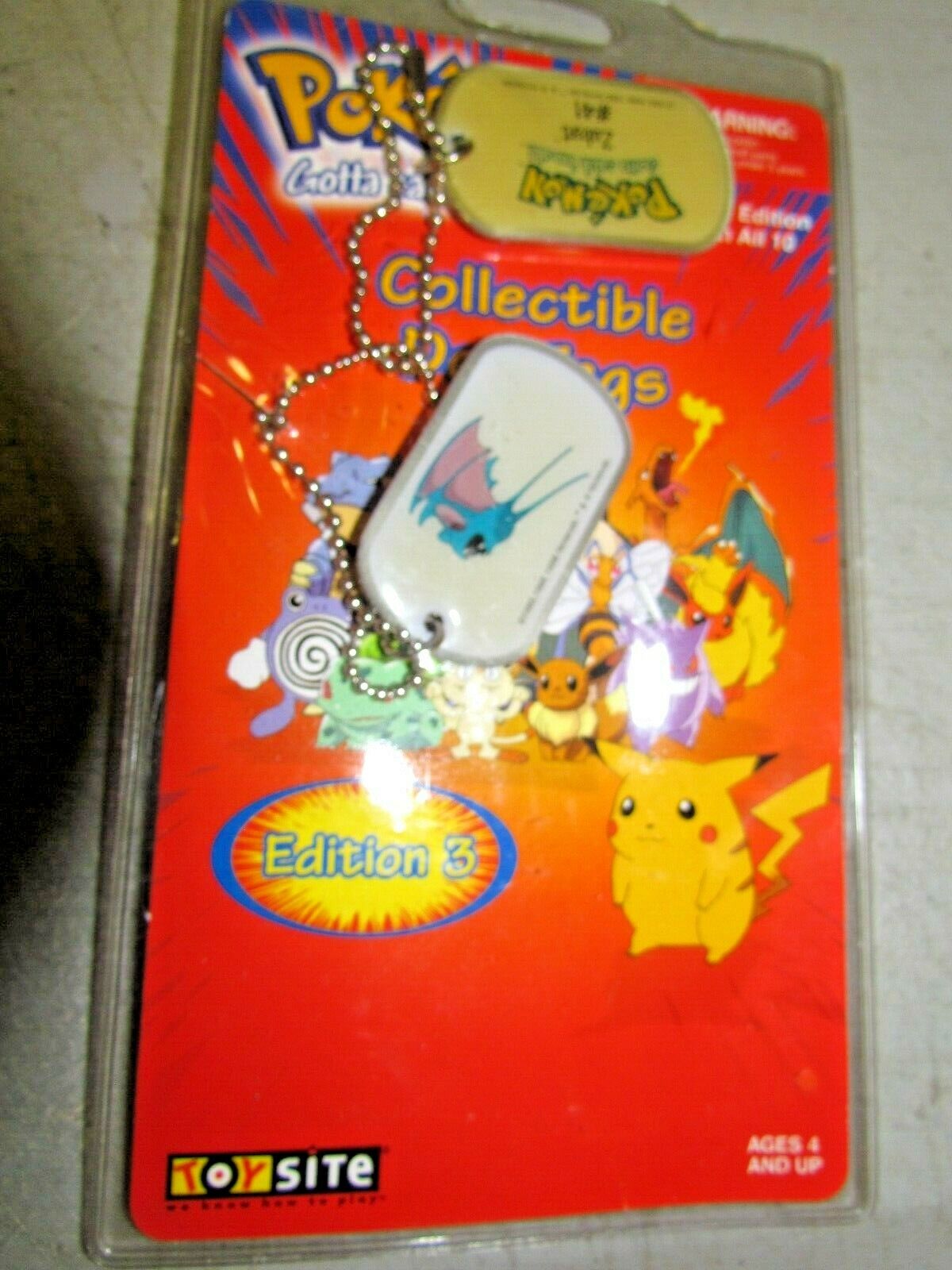 New Sealed Pokemon Collectible Dog Tags #41 Zubat 1999