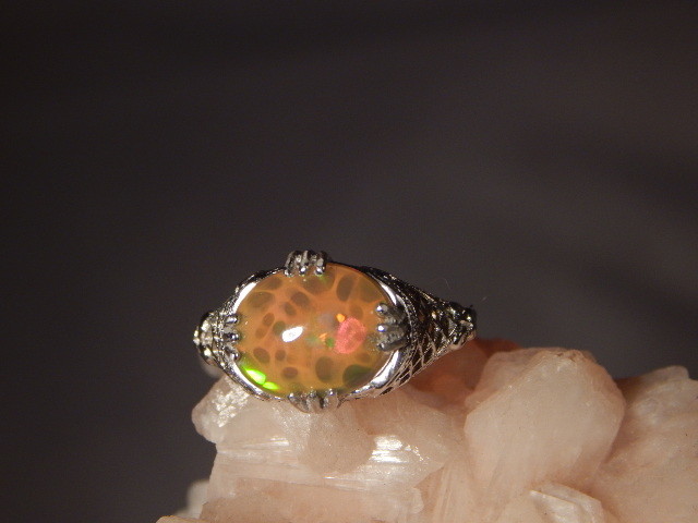 Oval Honeycomb Ethiopian Opal Filigree Ring, OCTOBER