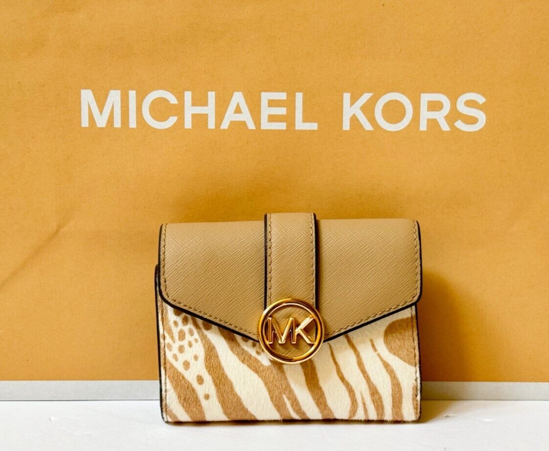 新品 弾ん MICHAEL KORS マイケルコース 折り財布 キャメル ベージュ