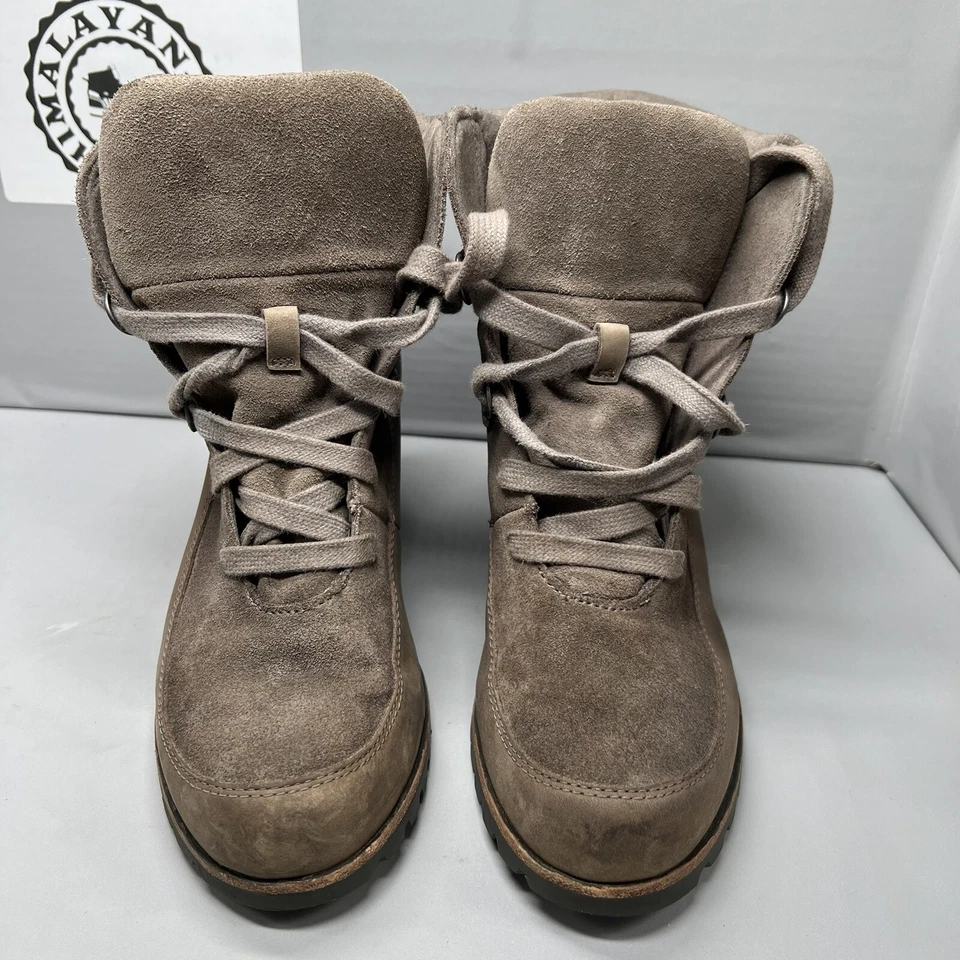 Botas de cuña UGG Kriston Mole grises de cuero impermeables 1108629 para mujer talla 8,5 usadas Foto 3 de 4