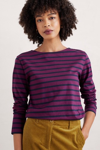 Seasalt Women's - purple Sailor Shirt in GOTS-Certified Organic Cotton Jersey - - Picture 3 of 6