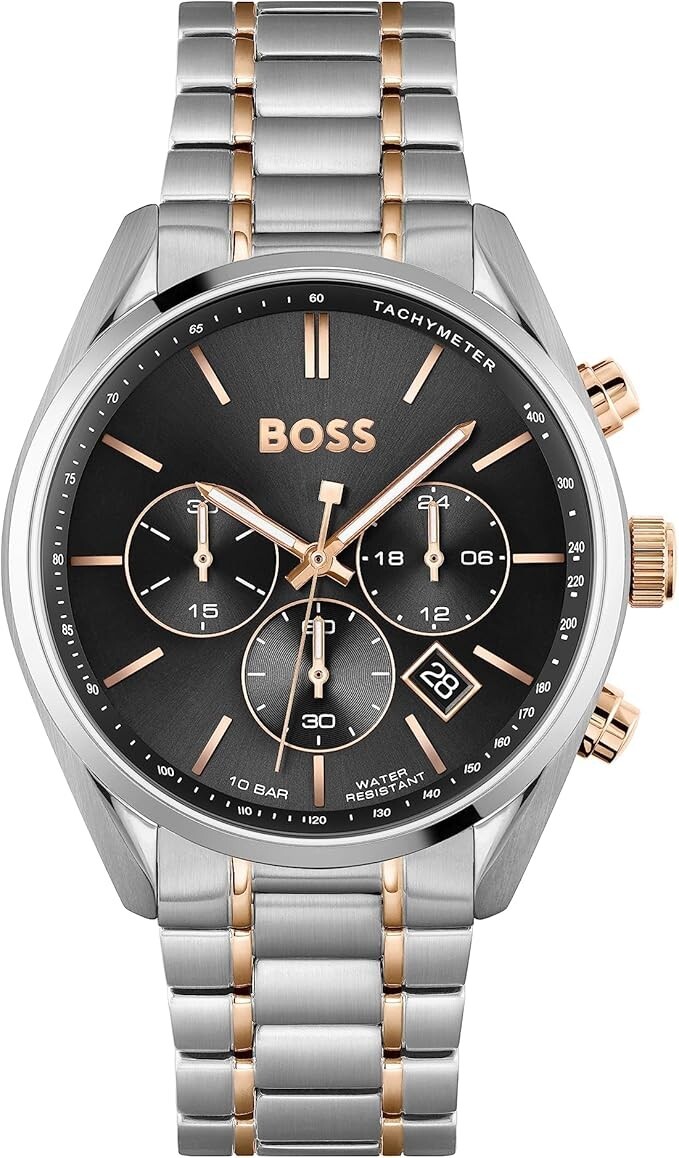 Montre Hugo Boss Homme Champion : un chronographe bicolore en acier lisible