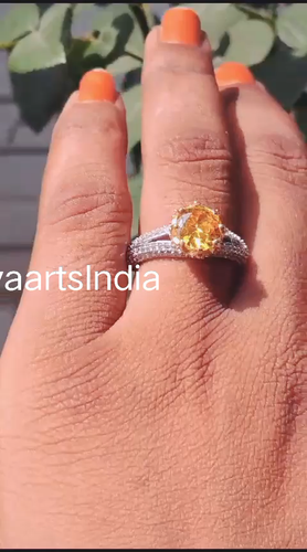 3 CT Round cut Yellow Citrine & white Cz 925 Sterling Silver Women Wedding Ring. - Video 1 of 1