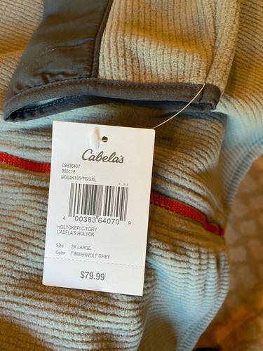 NWT Cabelas Mens 2XL Holyoke Fleece Full Zipper Jacket XXL Timberwolf Gray Grey - Picture 4 of 4