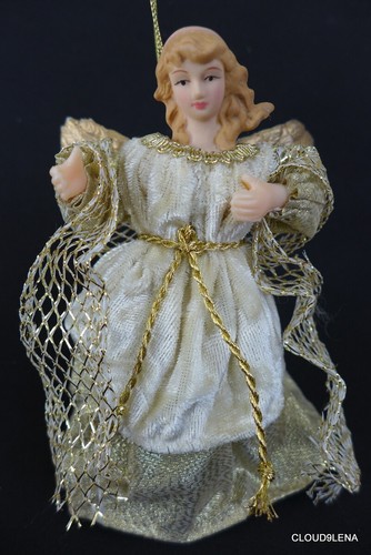 TWO Vintage Ivory/Gold Porcelain Heads ANGELS Figurine 5" Ornaments - Picture 7 of 12
