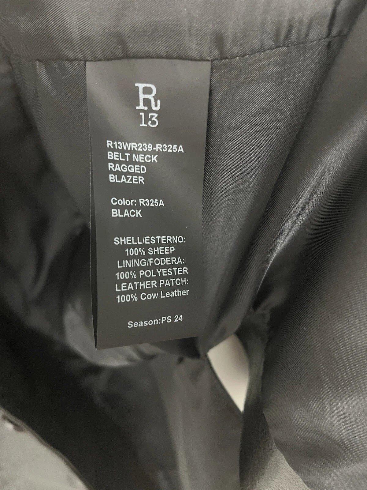 $2995 New R13 Belt Collar Leather Jacket Small Goth Glam Rock Owens Avantgarde - product detail image 9