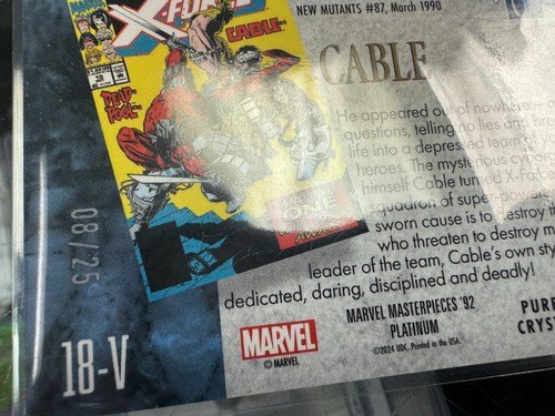 2024 Marvel Masterpieces 92 Platinum Purple Crystals Variant Cover /25 Cable 18V - 第 5/5 張圖片