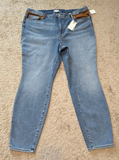 Good American Skinny Blue Jeans Sz 20 Good Legs Faux Suede Western Rodeo Denim