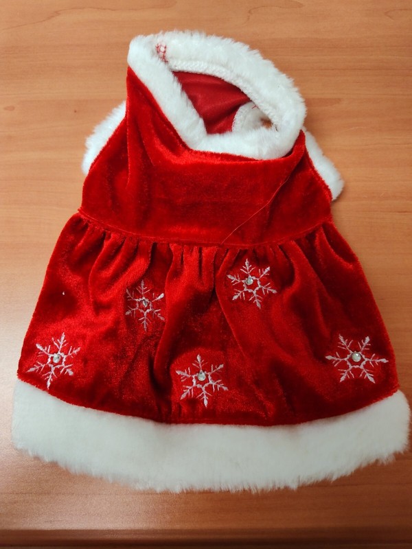 Pet Holiday Small Dog or Cat Santa Outfit w/ Snowflakes - Size S