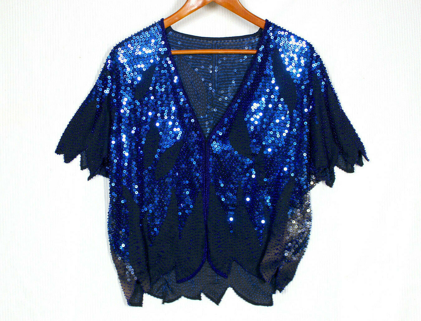 Vtg 70s Sequin Disco Dress Set M L Fully Beaded R… - image 5