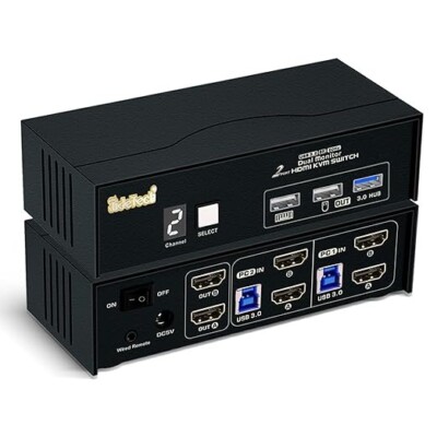 [NIB] JideTech 2 Port Dual Monitor KVM Switch JD-322H-4-B