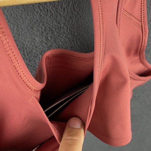 Nike Dri Fit Sports Bra Womens Size L Pink Stretch Padded Support Racer Back Gym - Picture 11 of 11