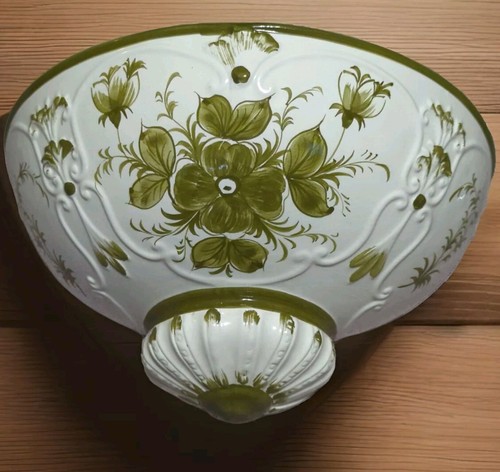 Porcelain Hand Painted 37/76 Italy LAVABO WALL HANGING PLANTER FAUCET White Gree - Picture 3 of 22