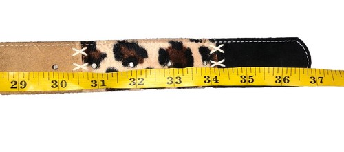 Women’s M/L Patchwork Belt Patchwork Suede/Calf Hair/Vegan Leather Leopard Print - Picture 5 of 8