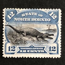 NORTH BORNEO 1894 - 12c STAMP - CROCODILE- Sg NB 75a - MNG
