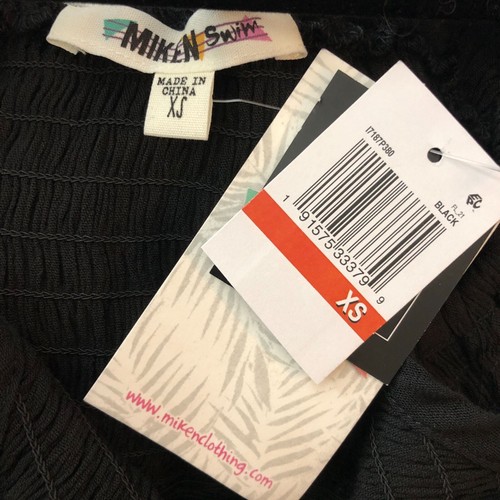 Miken Juniors Smocked Midi Dress Swim Cover-Up Black XS - Picture 6 of 7