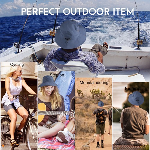 Men Women Wide Brim Sun Hat Breathable Bucket Cap Summer Fishing UV Protection - Picture 103 of 186