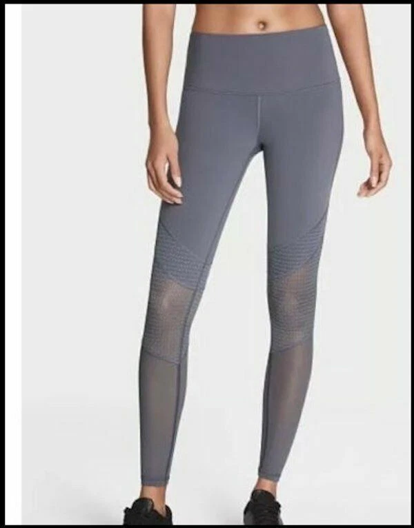 Victoria's Secret Sport Knockout VSX Legging Tight Medium Grey Mesh Mid  Rise