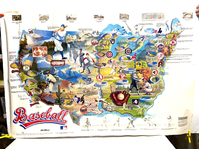 VINTAGE 1987 BASEBALL STADIUMS ART MAP POSTER 24