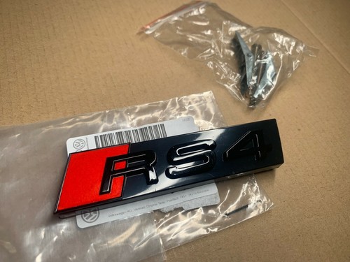Genuine Style Gloss Black RS4 Mesh Grille Emblem Badge for Audi RS 4  - Picture 6 of 12