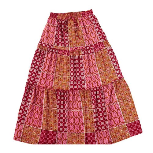 New Womens Bohemian National Style Printed High Waist Skirt Holiday Style Dress - Picture 4 of 15