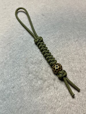 2mm Paracord Knife Lanyard OD Green With Round Brass Bead