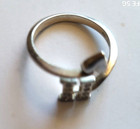 Nv Vintage Sterling Silver Letter H And Hearts Ring 925