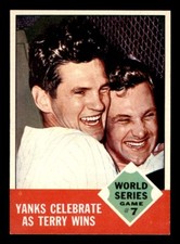 1963 Topps Baseball #148 World Series Game #7 (Yanks Celebrate...) NM/MT *f1