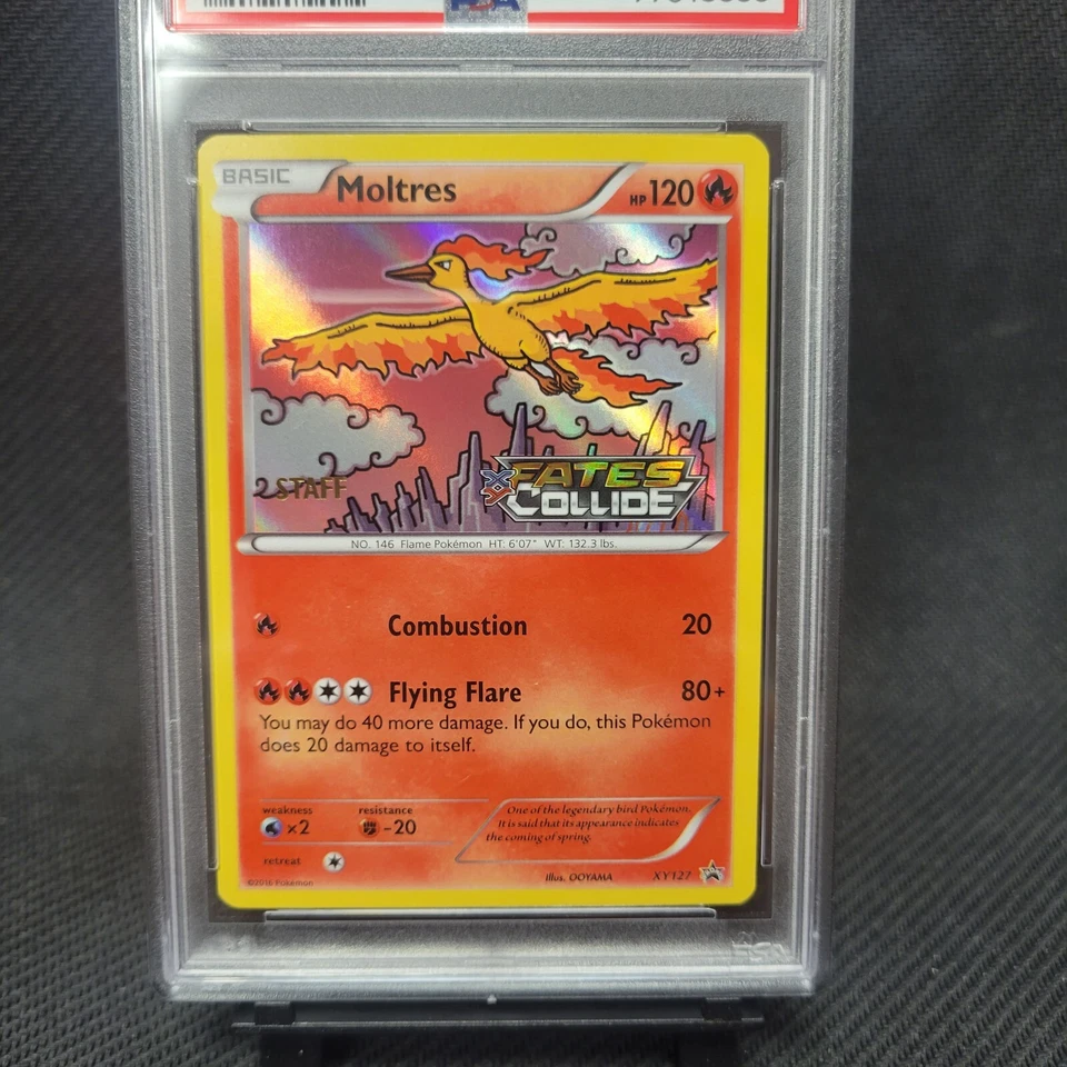 Pokémon Fates Collide PSA 7 Moltres XY127 Prerelease STAFF Promo Card NM - Image 3 of 4