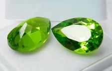19 Ct Natural Peridot Green Pear Shape Certified Loose Gemstones Pair