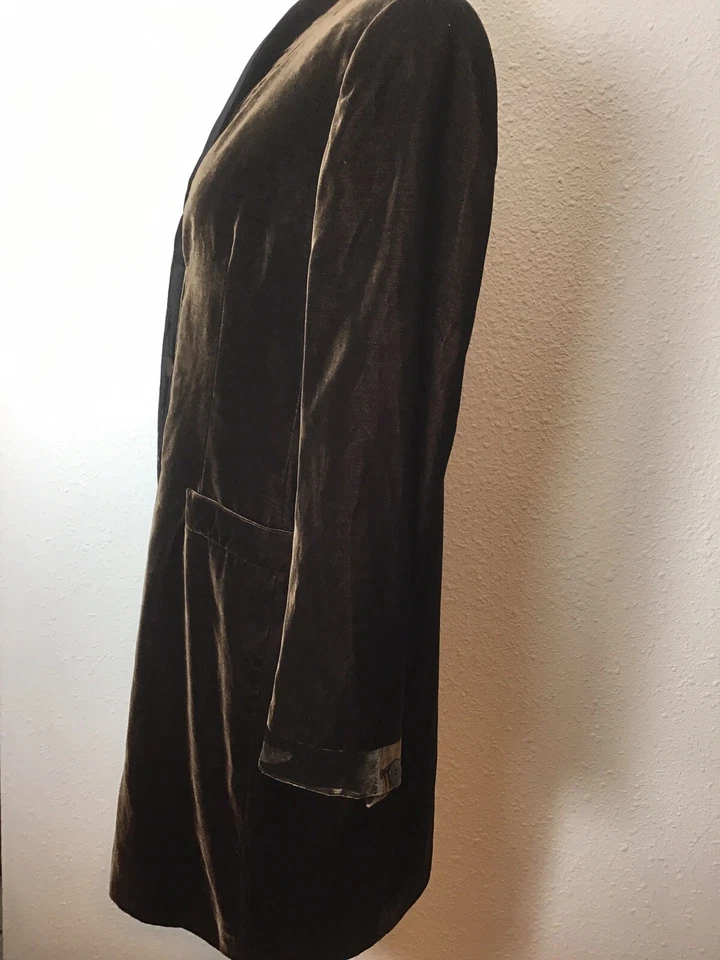 giorgio armani Womens Brown Velvet Button Up Jacket Size 10 - Image 3 of 4