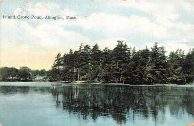 c1910 Island Grove Pond Scene View Abington MA  P500