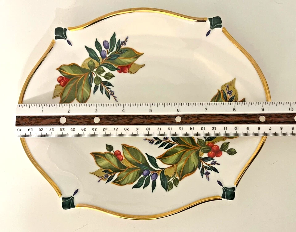 Bandeja para servir ovalada porcelana jardín invierno 9,5" exclusiva de Princess House Foto 4 de 4