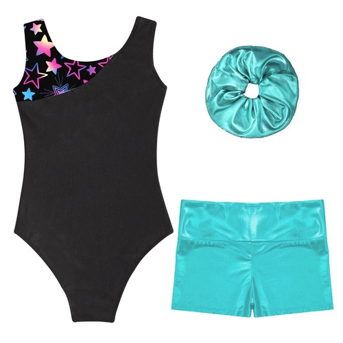 Girls Clothes Gymnastics Set Sparkly Outfit Comfortable Shorts Sport Bodysuit - Picture 19 of 53