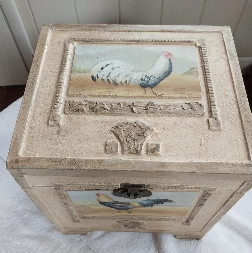 Cofre temático gallo vintage, forrado de terciopelo, SOLO MEDIANO, 15" de alto, countrycore Foto 4 de 4