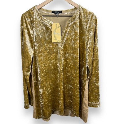 Andree by UNIT NEW Women Medium Crushed Velvet Embroidery Tunic Aztec Boho Fairy