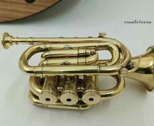 Golden Finish Royal Antique Brass Pocket Trumpet Decorative Gift