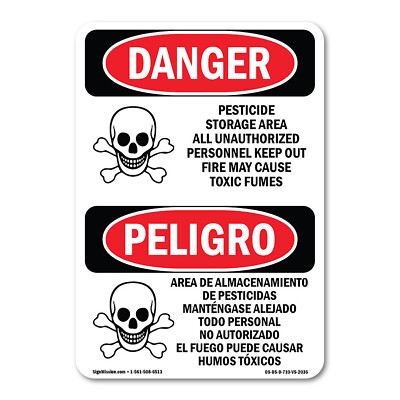 Pesticide Storage Unauthorized Keep Out ANSI Danger Sign Metal Plastic Decal