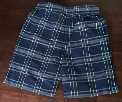 KIDS KORNER Boy's blue plaid elasitc waist Flat Front Shorts, boys size 4T