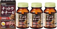 ORIHIRO Nattokinase 2000FU Supplement 60 Tablets ×3 Bottles Made in Japan
