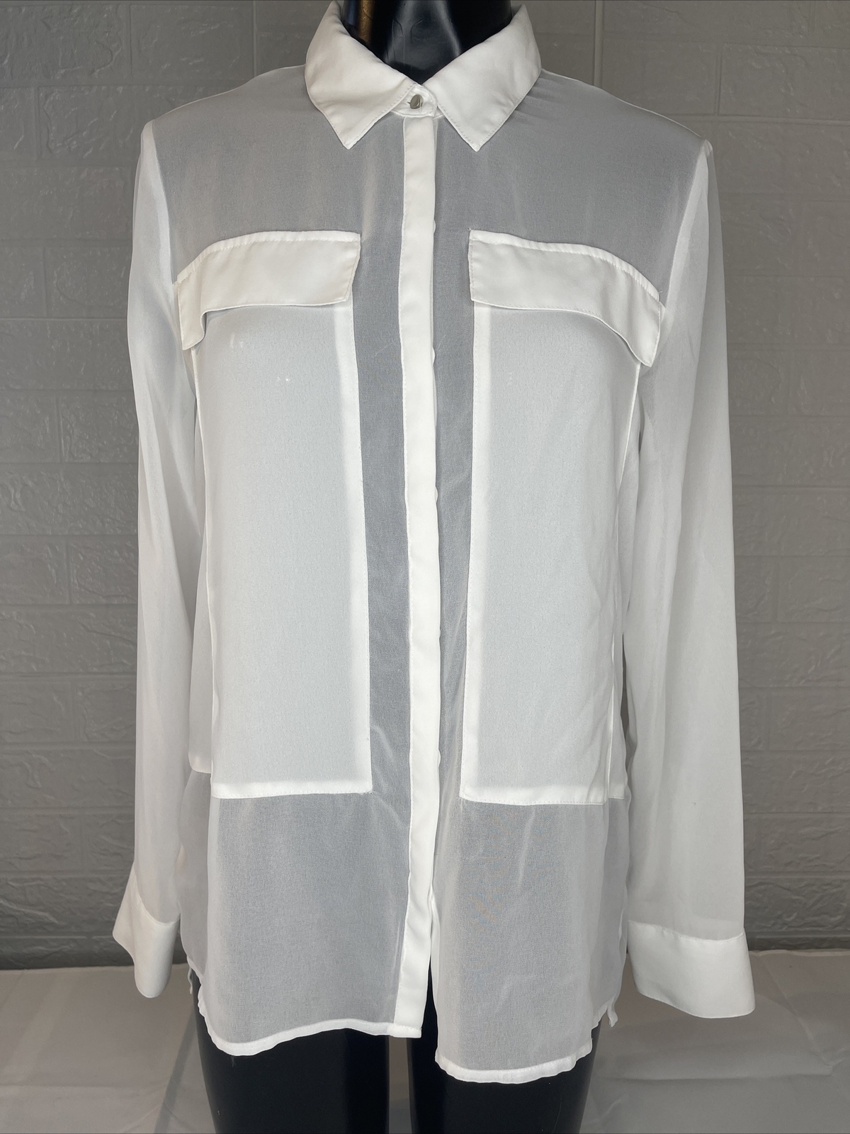 Express Button Down Blouse See Through Size S  (a… - image 1