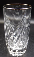 set of 2 Lenox Debut Gold trim Crystal Highball glasses MINT!