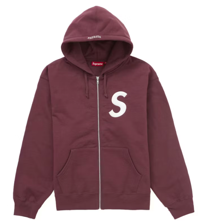 Supreme zip up hoodie 24fw with tag and receipt maroon L | eBay